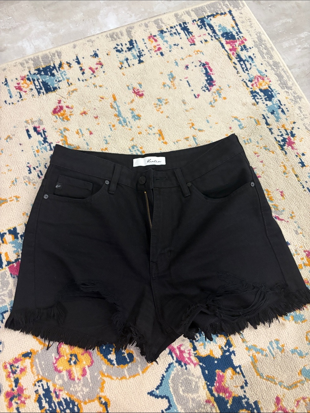 KanCan Black Frayed Hem Distressed Jean Shorts